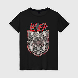 Футболка хлопковая женская Slayer rock band, цвет: черный