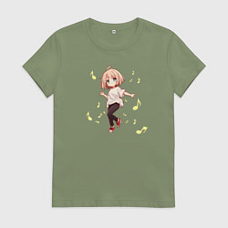 Футболка хлопковая женская Танец тиби, цвет: авокадо