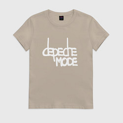Футболка хлопковая женская Depeche Mode - exciter logo, цвет: миндальный
