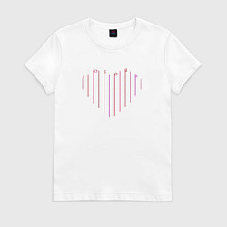 Футболка хлопковая женская Любовь на сердце, цвет: белый