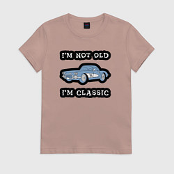 Футболка хлопковая женская Я не старый, я классический, цвет: пыльно-розовый