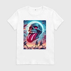 Футболка хлопковая женская Rolling Stones - skull transformation, цвет: белый