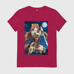 Футболка хлопковая женская Рафталия сражается в ночи, цвет: маджента