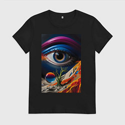 Футболка хлопковая женская Синий глаз, цвет: черный