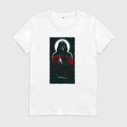 Футболка хлопковая женская Крик гостфейс с луной, цвет: белый