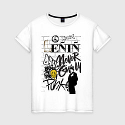 Футболка хлопковая женская Lenin граффити, цвет: белый