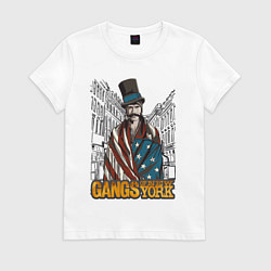Футболка хлопковая женская Билл Мясник Банды Нью-Йорка, цвет: белый