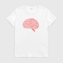 Футболка хлопковая женская Мозг иллюстрация, цвет: белый