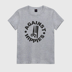 Футболка хлопковая женская Я против хиппи, цвет: меланж