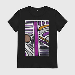 Футболка хлопковая женская Фиолетовая композиция, цвет: черный
