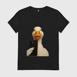 Футболка хлопковая женская Дакфейс, цвет: черный