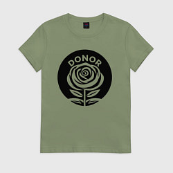 Футболка хлопковая женская Донорская роза, цвет: авокадо