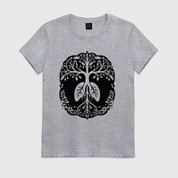 Футболка хлопковая женская Древо с легкими, цвет: меланж