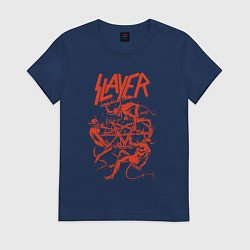 Футболка хлопковая женская Slayer Demon Skull, цвет: тёмно-синий