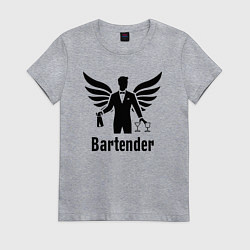 Футболка хлопковая женская Бармен с крыльями, цвет: меланж