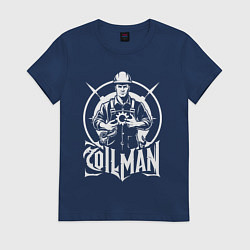 Футболка хлопковая женская Нефтяник с шестерёнкой, цвет: тёмно-синий