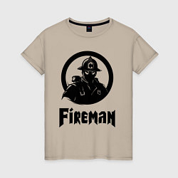 Футболка хлопковая женская Пожарный аниме, цвет: миндальный