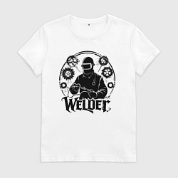Футболка хлопковая женская Сварщик стимпанк, цвет: белый