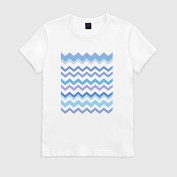 Футболка хлопковая женская Зигзаги - волны, цвет: белый