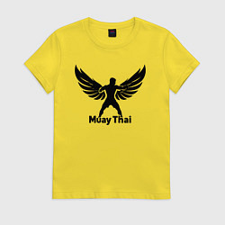 Футболка хлопковая женская Муай Тай: Крылья Победы, цвет: желтый