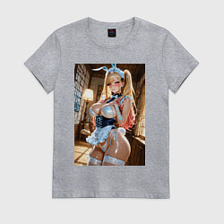 Футболка хлопковая женская Марин Китагава в откровенном наряде кролика-горнич, цвет: меланж