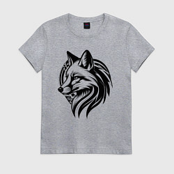 Футболка хлопковая женская Лисий логотип, цвет: меланж
