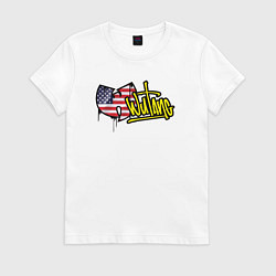 Футболка хлопковая женская USA Wu-Tang, цвет: белый