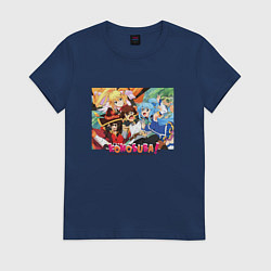 Футболка хлопковая женская Konosuba together, цвет: тёмно-синий