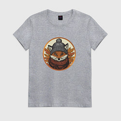 Футболка хлопковая женская Осенний лис, цвет: меланж