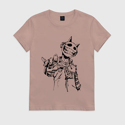Футболка хлопковая женская Человек смайл, цвет: пыльно-розовый