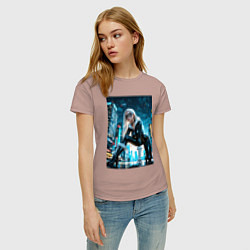 Футболка хлопковая женская Эпичная стойка Черной кошки, цвет: пыльно-розовый — фото 2