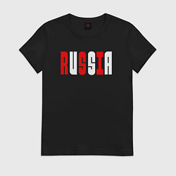 Футболка хлопковая женская USA - Russia, цвет: черный