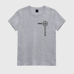 Футболка хлопковая женская Симъ победиши узорный текст, цвет: меланж