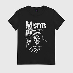 Футболка хлопковая женская Misfits скелет, цвет: черный