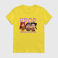 Футболка хлопковая женская Кей-поп-охотницы на демонов чиби, цвет: желтый