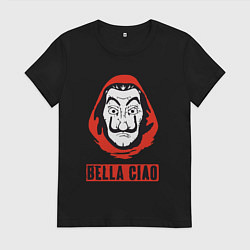 Футболка хлопковая женская Bella ciao mask, цвет: черный