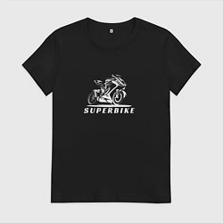 Футболка хлопковая женская Superbike, цвет: черный