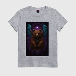 Футболка хлопковая женская Духовный медведь, цвет: меланж