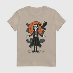 Футболка хлопковая женская Эрик Дрейвен - Ворон, цвет: миндальный