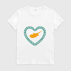 Футболка хлопковая женская Кипр в сердце, цвет: белый