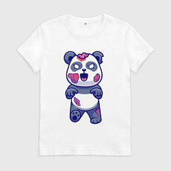 Футболка хлопковая женская Зомби панда, цвет: белый