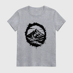 Футболка хлопковая женская Гора и храм в круге, цвет: меланж