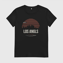 Футболка хлопковая женская LA California, цвет: черный