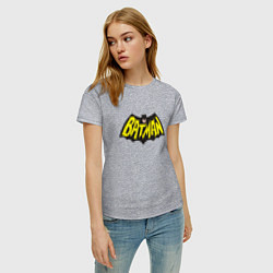 Футболка хлопковая женская Batman old classic, цвет: меланж — фото 2
