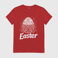 Футболка хлопковая женская Пасхальное крашеное яйцо, цвет: красный