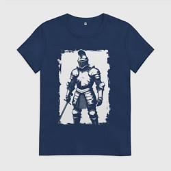 Футболка хлопковая женская Рыцарь с мечом, цвет: тёмно-синий