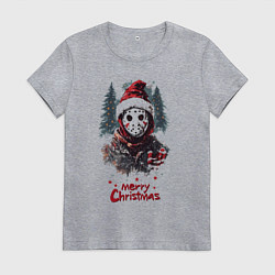 Футболка хлопковая женская Новогодний Джейсон, цвет: меланж