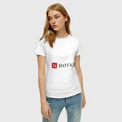 Футболка хлопковая женская Dota 2: Logo, цвет: белый — фото 2