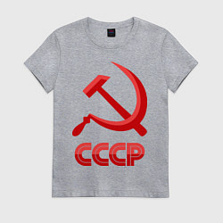 Футболка хлопковая женская СССР Логотип, цвет: меланж