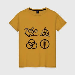 Футболка хлопковая женская Led Zeppelin: symbols, цвет: горчичный
